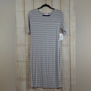 LuLaRoe Julia Gray Striped Midi Dress